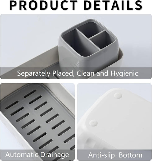 Toothbrush Holder for Bathrooms, Toothbrush Organizer Countertop for Toothbrush Storage, Toothbrush and Toothpaste Holders Set with 3 Slots, Tooth...