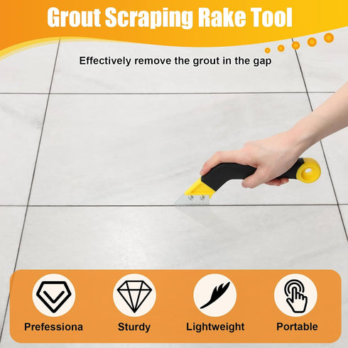 Grout Remover Tile Grout Saw Angled Grout Scraping Rake Tool with 3 Pieces Extra Replacement Accessories for Tile Cleaning...