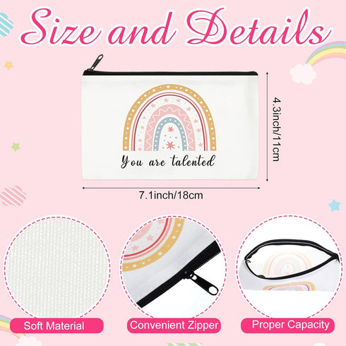 24 Pcs Rainbow Cosmetic Bags Motivational Quotes Makeup Bag Inspirational Makeup Pouch with Zipper Inspirational Gifts for Women Coin Purse for Te...