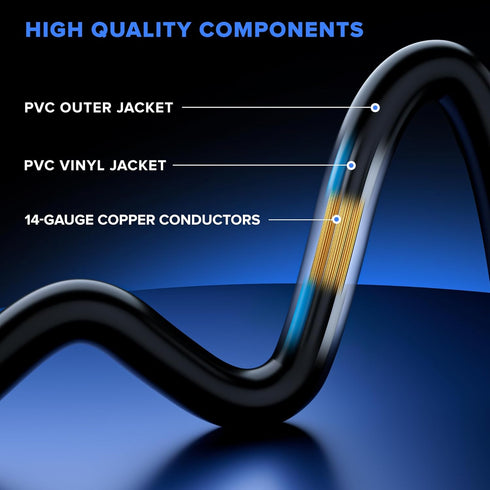 Maximm Flat Plug Extension Cord 6 ft with Slim Space-Saving Plug Design, Low Profile Extension Cord 14AWG (Black)...