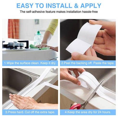 Caulk Tape Bath & Kitchen Self Adhesive Caulking Tape Waterproof,Toilet Caulk Strip,Bathtub Sealing Strip Tape Caulk,Shower Caulk Bathroom Sealant...