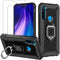 Avesfer for Xiaomi Redmi Note 8 Case with Screen Protector Tempered Glass Ring Holder 360 Degree Rotation Kickstand Shock Absorbing TPU Phone Cove...