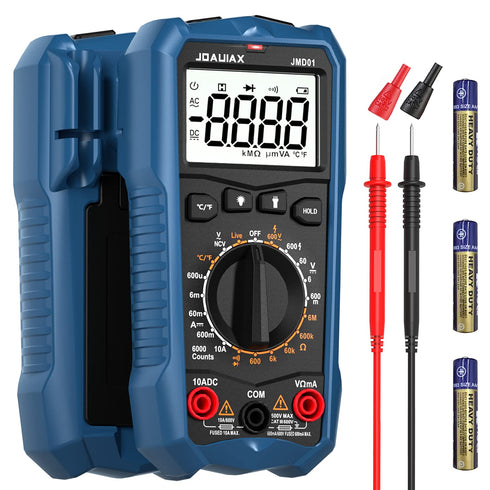 Digital Multimeter Tester,6000 Counts AC/DC Voltage&DC Current Multi Testers Voltmeter Measures Temperature/Resistance/Continuity/Diodes NCV/Date ...