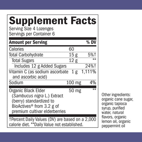 Nature’s Way Sambucus Elderberry Lozenges, 1000 mg Vitamin C Per Serving, Tropical Flavored, 24 Count...