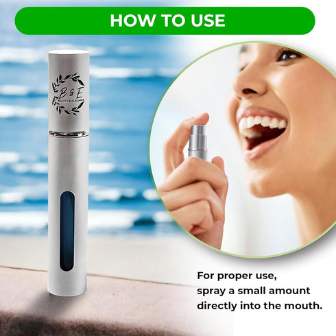 B & E Peppermint Breath Spray for Bad Breath - 2 pcs 0.34 oz Mint Mouth Freshener Spray - Compact Oral Care Spray for Dry Mouth - Gold and Silver ...