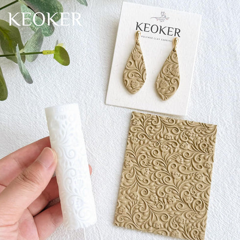 KEOKER Polymer Clay Texture Roller, Polymer Clay Roller for Making Earrings, Like Polymer Clay Texture Sheets, Great Work with Polymer Clay Cutter...