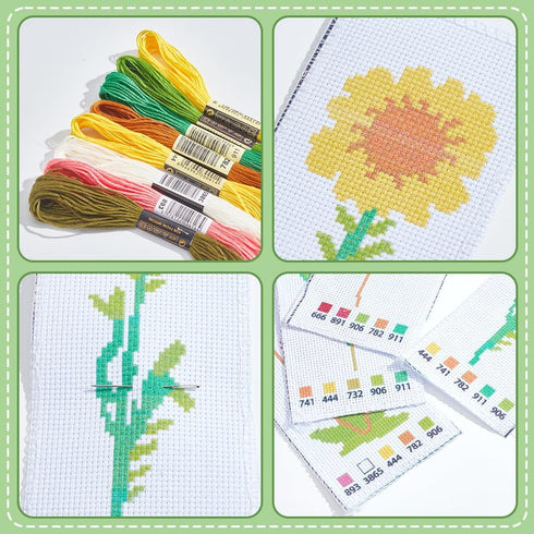 NBEADS 4 Sets 4 Styles Cross Stitch Bookmark Kits, Flower Pattern Cross Stitch Kits DIY Stamped Embroidery Bookmarks with Needle-Threading Device ...
