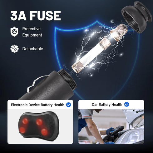 Anina 12V Car Charger Adapter for All Snailax Back Massage Seat Cushion Replacement Power Cord Cable Cigarette Lighter for Snailax Zyllion Fives G...