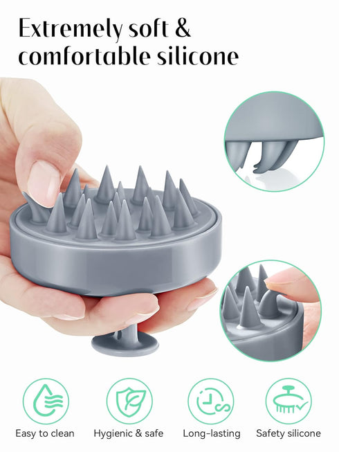 HEETA Scalp Massager Hair Growth, Soft Silicone Scalp Scrubber Shampoo Brush for Exfoliation, Dandruff Removal Head Massage Stress Relax, Wet & Dr...