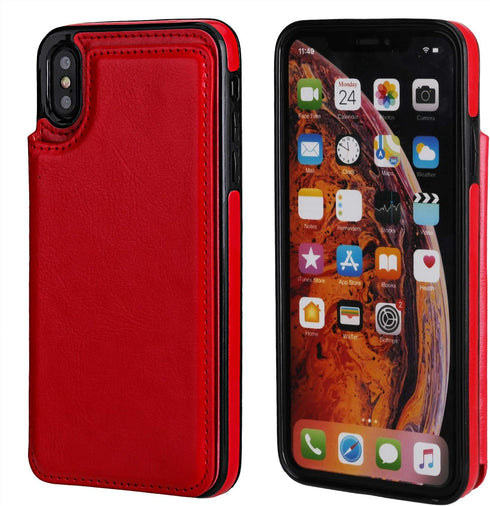 iPhone Xs Max Wallet Case with Card Holder,OT ONETOP Premium PU Leather Kickstand Card Slots Case,Double Magnetic Clasp and Durable Shockproof Cov...