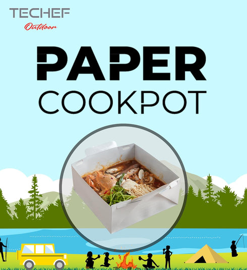 TECHEF - Foldable Paper Cookpot: The Revolutionary Disposable and Flame-Resistant Cooking Pot for Camping and Home Use, Compatible with Direct Fla...