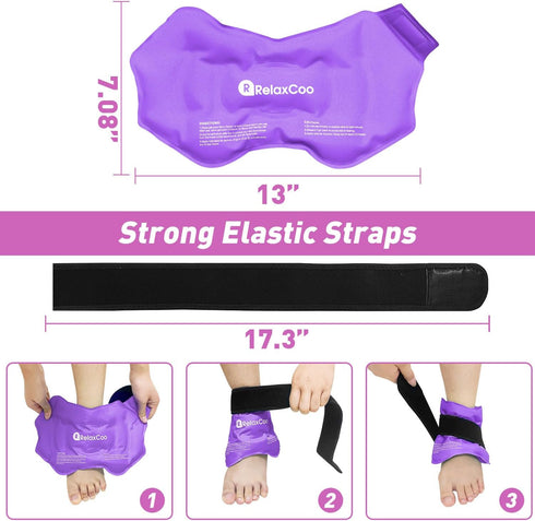 Ankle Ice Pack Wrap, Reusable Gel Ice Pack for Foot Ankle Heel, Cold Compress Therapy for Pain Relief, Injuries, Achilles Tendonitis, Plantar Fasc...