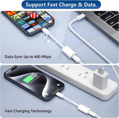 USB C to Lightning Female Adapter for iPhone 15, USB Type C Male to Lightning Female Support Audio Headphones 60W Fast Charge Data Fit with iPhone...