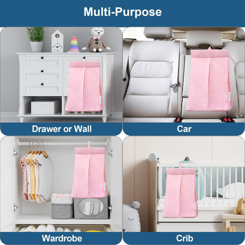 SPRINGSPIRIT Diaper Stacker Caddy Organizer Easy Access & Dustproof Portable Hand Free Diaper Holder for Adults or Nursery, Machine Washable Pink...