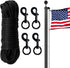 Flag Pole Rope Kit 50Ft x 1/4" Diameter Halyard Rope with 4 Pcs Zinc Alloy Swivel Snap Hooks Clips Outdoor Flagpole Hardware Accessories Camping R...