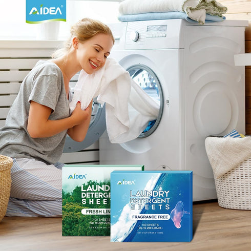 AIDEA Laundry Detergent Sheets, Unscented-(200 Loads) 100 Sheets, Laundry Sheets Detergent, No Plastic Jug, Lightweight & Easy To Use For Travel, ...
