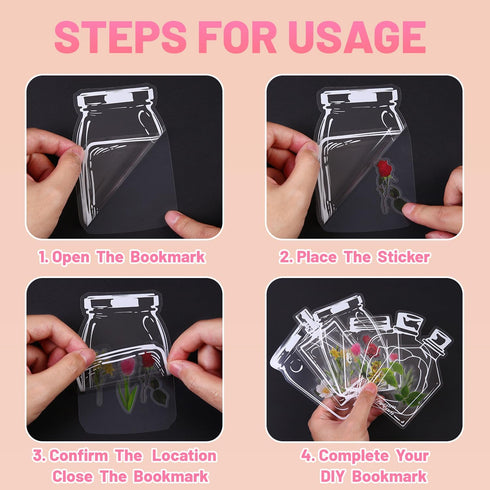 346Pcs Transparent Flower Scrapbook Stickers, Glassware Bottle Shape Bookmarks Set Include Colorful Tassels and Tweezer Hole Punch, Beautiful Flor...