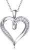 Billie Bijoux Silver Love Heart Necklace 925 Sterling Silver Platinum Plated Round CZ Woman's Jewelry Gifts for Women...