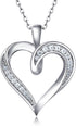 Billie Bijoux Silver Love Heart Necklace 925 Sterling Silver Platinum Plated Round CZ Woman's Jewelry Gifts for Women...