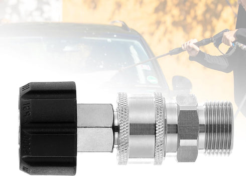 Tool Daily Pressure Washer Adapter Set, Quick Connect Kit, Metric M22 15mm to M22 Metric Fitting, Stainless Steel, 5000 PSI...