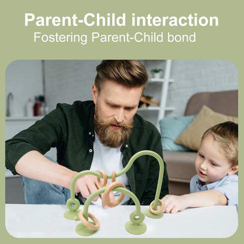 Gogzy - Parent-Child Interactive Silicone Baby Toy Set - Suction Cups Education Teething Toys for Infant Toddler Ages 6M+, BPA Free (Olive)...