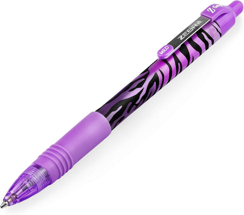 Zebra Z-Grip Smooth Ballpoint Pen - 1.0mm - Funky Flame - Stripe Barrel - Blue, Pink, Violet - Pack of 12...