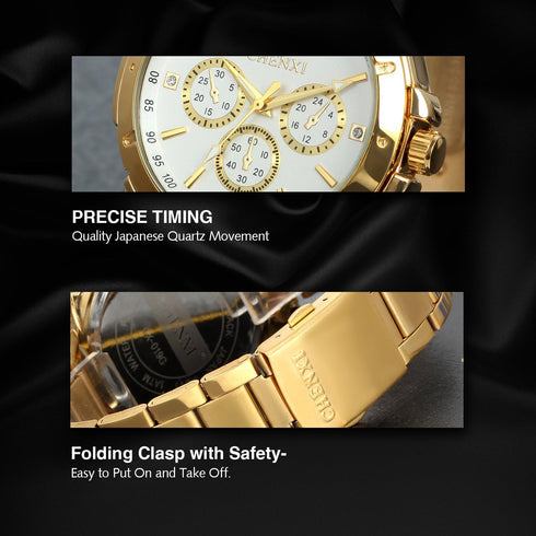 Avaner Men's Gold Watch Analog Quartz Rhinestone Wrist Watch with Stainless Steel Band for Halloween Costume...