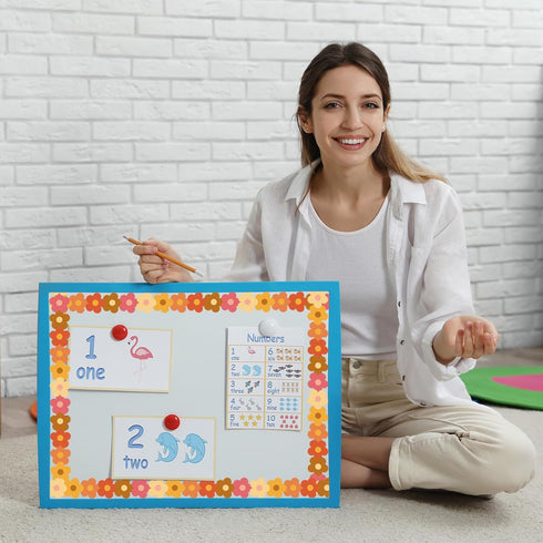 Whaline 32.8ft Groovy Retro Hippie Flower Bulletin Board Borders Boho Flower Die-Cut Bulletin Board Flower Shape Rolled Bulletin Board Trim for Sc...