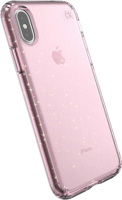 Speck Products Compatible Phone Case for Apple iPhone XS/iPhone X, PRESIDIO CLEAR + GLITTER Case, Bella Pink with Gold Glitter/Bella Pink...