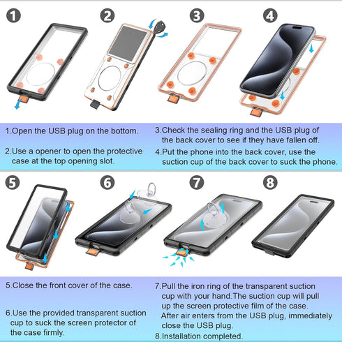 Waterproof Phone Case,Universal Underwater Pouch Dry Bag Beach Travel Essentials Snorkeling Case Compatible for iPhone 15 14 13 12 11/SamsungS24/L...