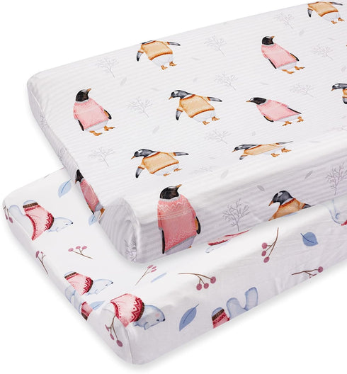 Changing Pad Cover Set, 2 Pack Diaper Changing Table Cover Sheets Ultra Stretchy Snug Fitted Sheets for Baby Boys Girls (Polar)...
