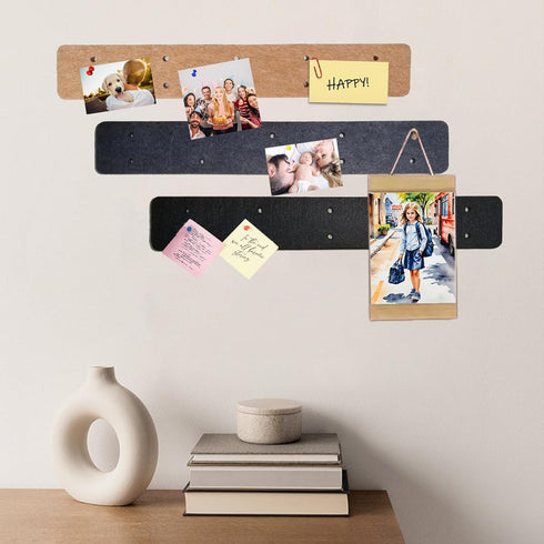 Brown Felt Pin Boards Memo Board Pegboard Bar Strips, Self-Adhesive Cork Board for Walls Home Office Decor, Small Felt Bulletin Boards for Jewel, ...