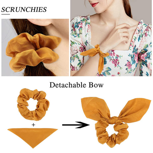 2Pcs Yellow Silk Hair Ties,Hair Bows,Butterfly Bow Scrunchies - Ideal for Parties and Everyday Use,Elastic Band Silk Scrunchies for Hair,Hair Ties...