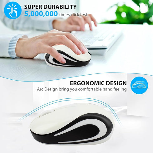 Wireless Mouse Cute Mini Computer Mouse Small Size Pocket Portable Compact Travel USB Optical Mice 3 Buttons 1000 DPI Cordless Mouse for Laptop PC...