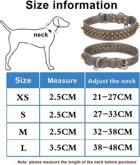 Spiked Dog Collar, Mushrooms Rivet Studded Adjustable Pu Leather Pet Collars for Cats Puppy Dogs (M, Gray)...