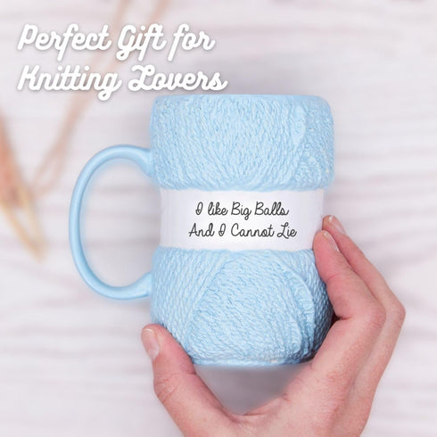 Boxer Gifts ‘I Like Big Balls And I Cannot Lie’ Novelty Knitting Gifts Yarn Mug | Realistic Wool Detailing | Fun Christmas, Birthday Or Mother's D...
