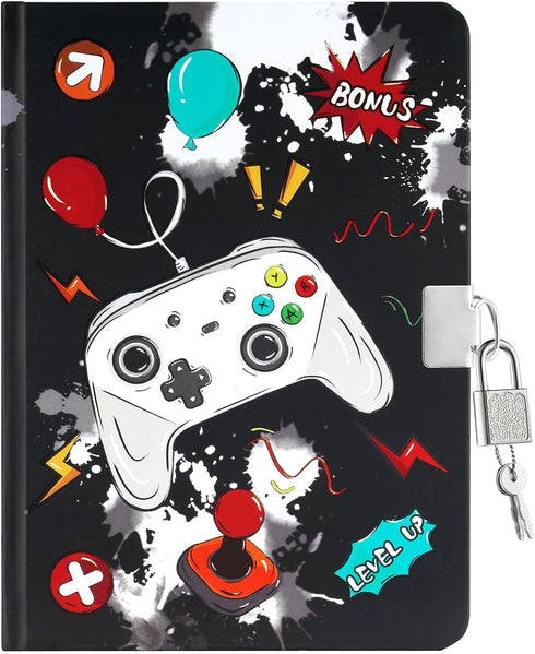WERNNSAI Kids Diary for Boys Game Journal - Kids Luminous Journal Boys Video Game Diary, School A5 Lined Memos Writing Drawing Notepad with Lock a...