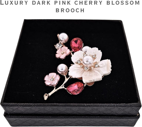 Luxury Brooch and pin for women, Elegant wedding pearl crystal rhinestones brooch, Cherry Blossom flower jewelry collection...