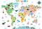 DECOWALL SG2-1615S Animal World Map Kids Wall Decals Wall Stickers Peel and Stick Removable Wall Stickers for Kids Nursery Bedroom Living Room (La...