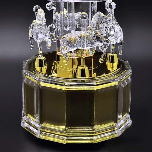 Mechanical Wind-up Carousel Music Box with LED Lights Transparent Acrylic Melody Castle in The Sky Carrying You...