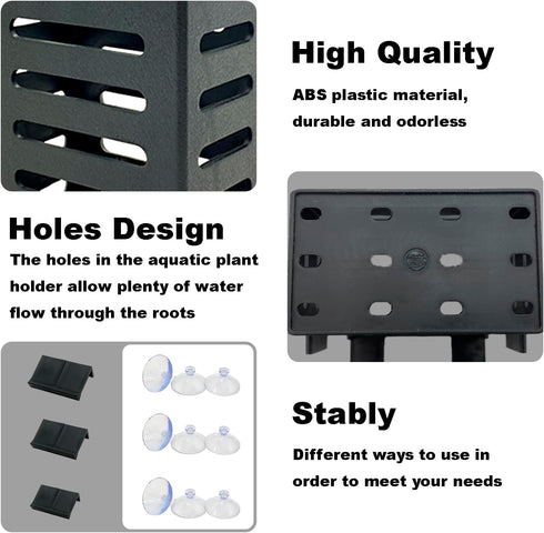 4PCS Aquarium Plant Holder,Hanging Aquarium Planter Cups,Plant Holder for Fish Tank,Aquatic Plant Pot, Aquatic Plants Holder with Holes,Plastic Aq...