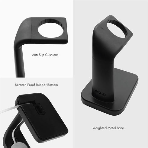 Macally Apple Watch Charger Stand for Series Ultra, 9, 8, 7, 6, 5, 4, 3, 2, 1, SE (44mm, 42mm, 40mm, 38mm) - Sleek iWatch Apple Watch Stand Dock -...
