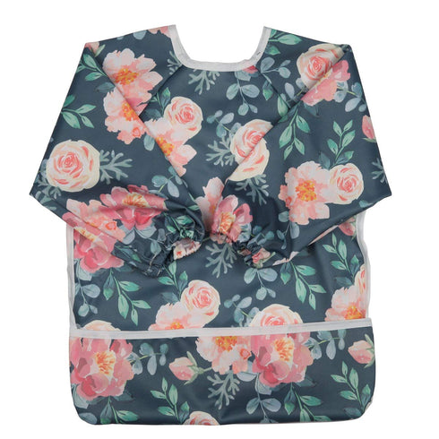 Baby Bib Sleeved Shirt With Pocket 1-3 years old Toddler Painting Drawing (Floral)...