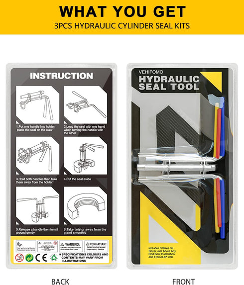 Hydraulic Seal Installation Tools, Hydraulic Cylinder Piston Repair Seal Kit, U-Cup Rod Seal Installation Tool Kits Upgraded Seal Twistor Install ...