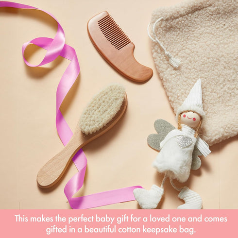 Baby Hair Brush Set – Soft Baby Brush Set for Newborns, Baby Comb and Brush Set Girl and Boy, Toddler Hair Brush and Toddler Comb - Baby Gift Set...