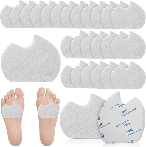 24 Pieces Foot Pads for Dancer Sesamoiditis Pads for Ball of feet Pain Felt Forefoot Cushion Pads Self-Adhesive Foot Cushion Pads for Men Women Da...