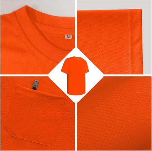 Work Shirts for Men Construction High Visibility Shirts, Hi Vis Safety T-Shirts for Men Women, Short Sleeve Work Shirts, Durable to Use, UC-Orange...