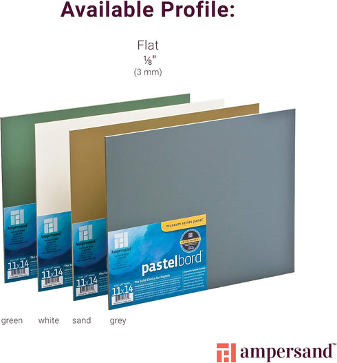 Ampersand Art Supply Pastel Painting Panel: Museum Series Pastelbord, 5" x 8" Pack of 3, Sand, 1/8 Inch Flat Profile...
