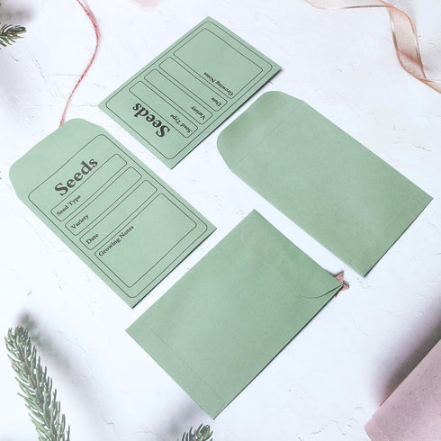 100 Pack Seed Saving Envelopes, 4.7 x 3.1 Inch Self-Adhesive Seed Packet Envelopes, Sage Green Envelopes for Garden...