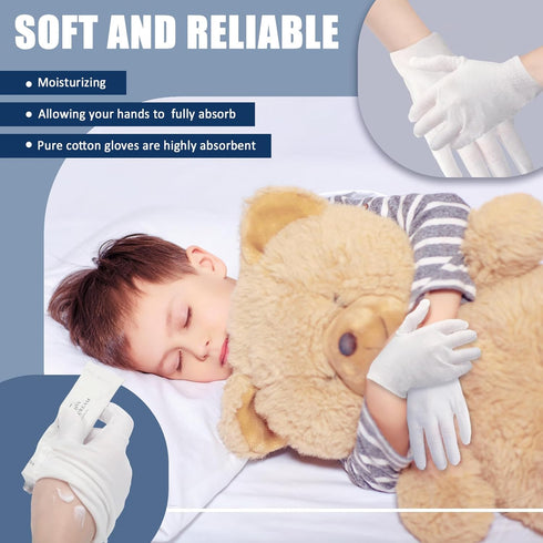 24 Pairs Eczema Gloves for Kids Eczema Sleeves Moisturizing Gloves White Cotton Gloves Washable and Reusable Overnight Dry Hands for Kids Eczema 3...